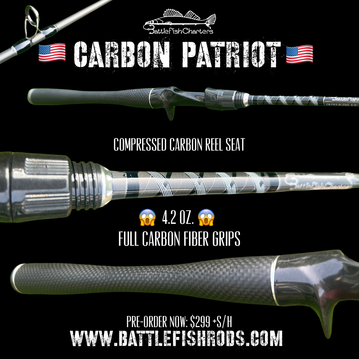 patriot custom fishing rods Carbon Patriot – BATTLE FISH RODS
